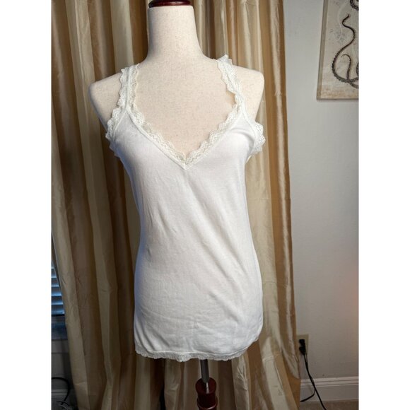 VTG OLD NAVY Lace Trim Cami Tank Top ASO Elena Gilbert ALT Lg Grunge Y2K Fairy - Picture 1 of 8
